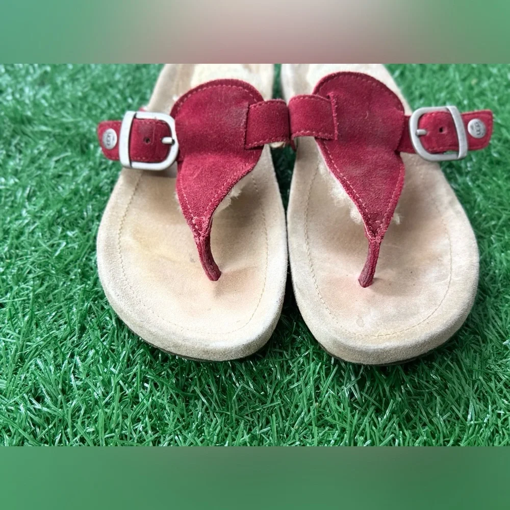 UGG Red Suede Buckle Sandals‎ Size 2